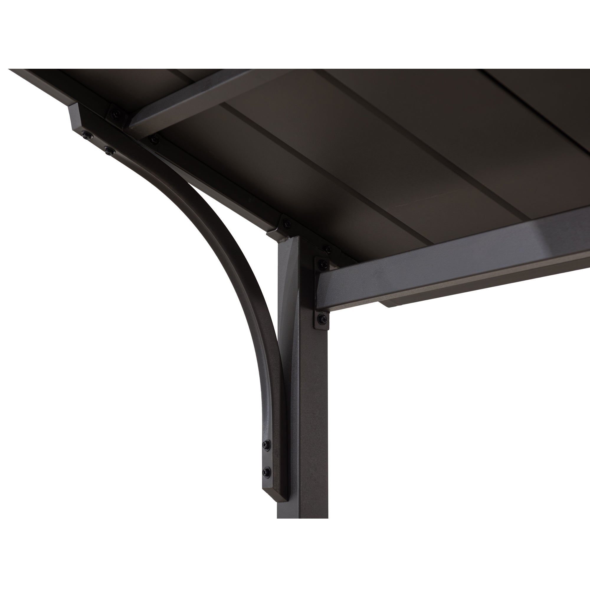 ASPE 152cm x 244cm Black Steel Grill Gazebo with 2-tier Hard Top