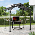 ECRINS 153cm x 242cm Black Steel Grill Gazebo with 2-tier Hard Top