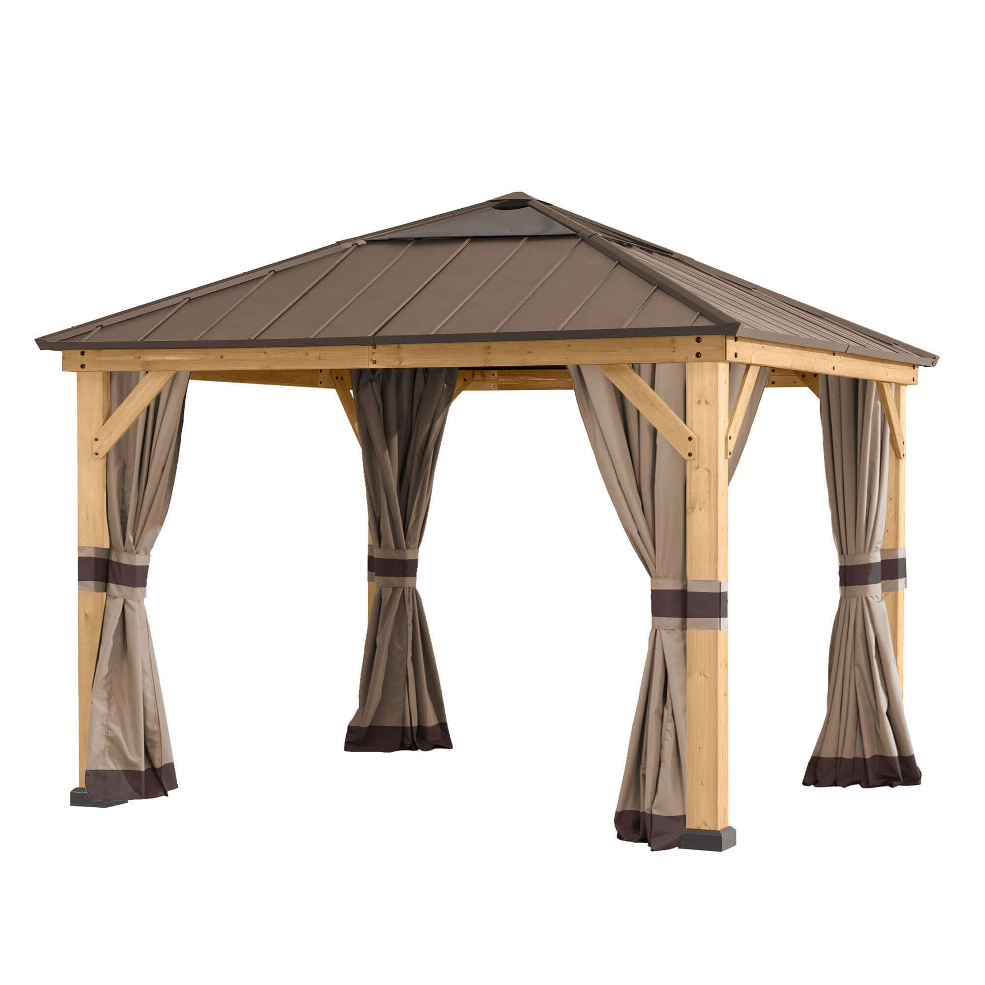 Curtains for Cedar Wood Gazebo 336cm x 336cm - open