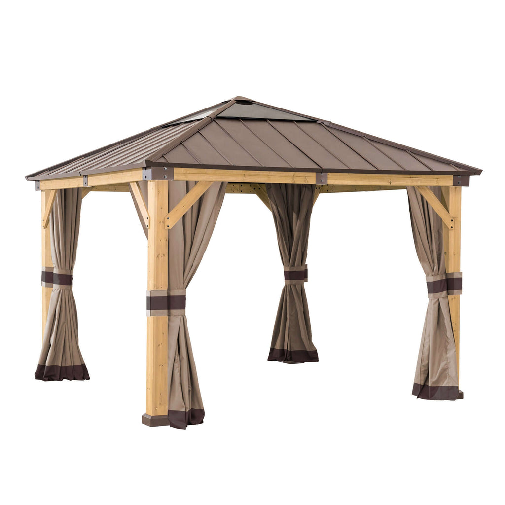 Curtains for Cedar Wood Gazebo 273cm x 273cm - open