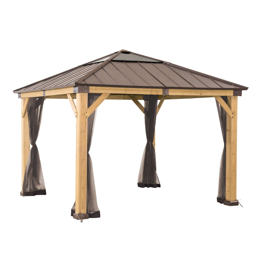 Nets for Cedar Wood Gazebo 336cm x 394cm - open