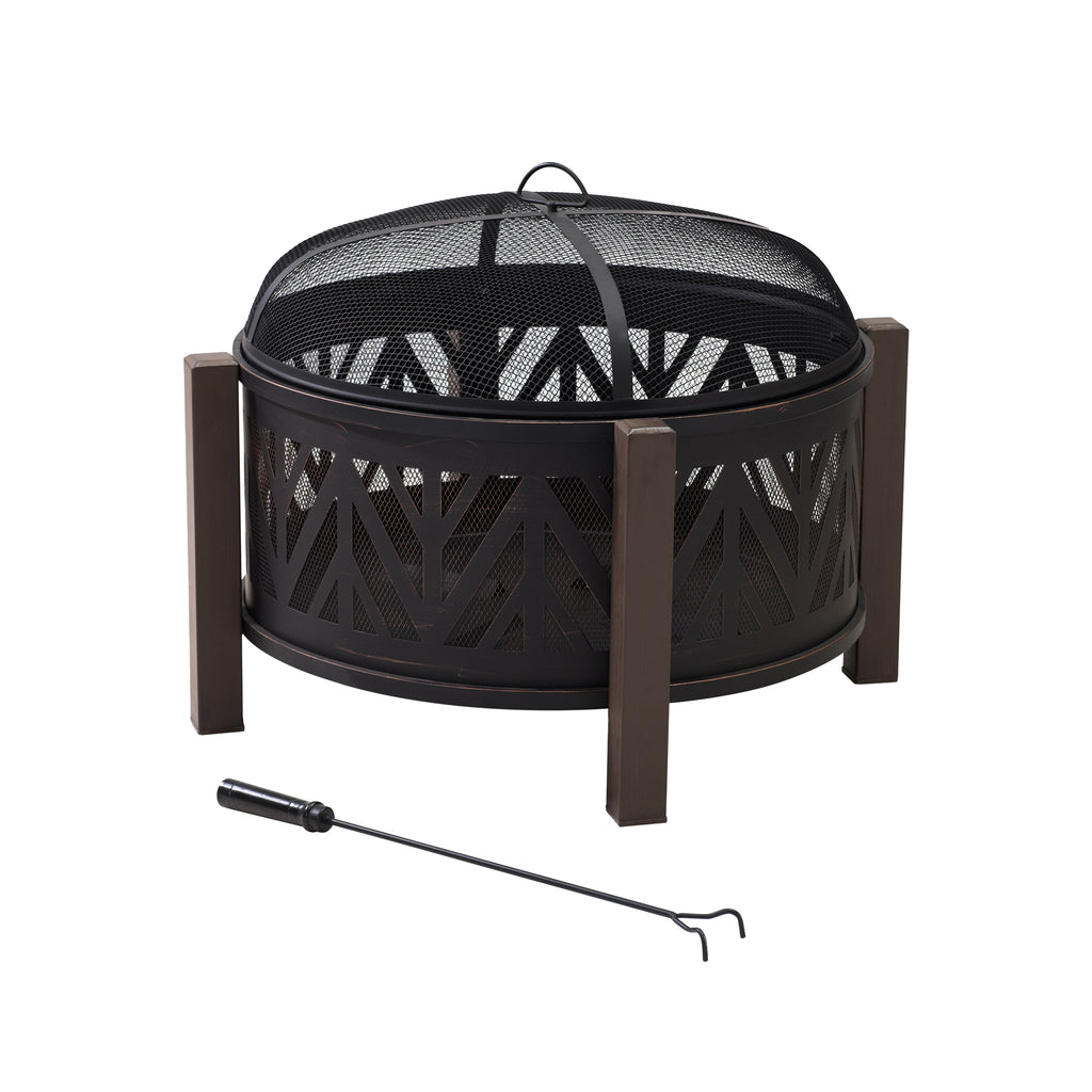 BROMO XL Steel Black Fire Bowl - full view