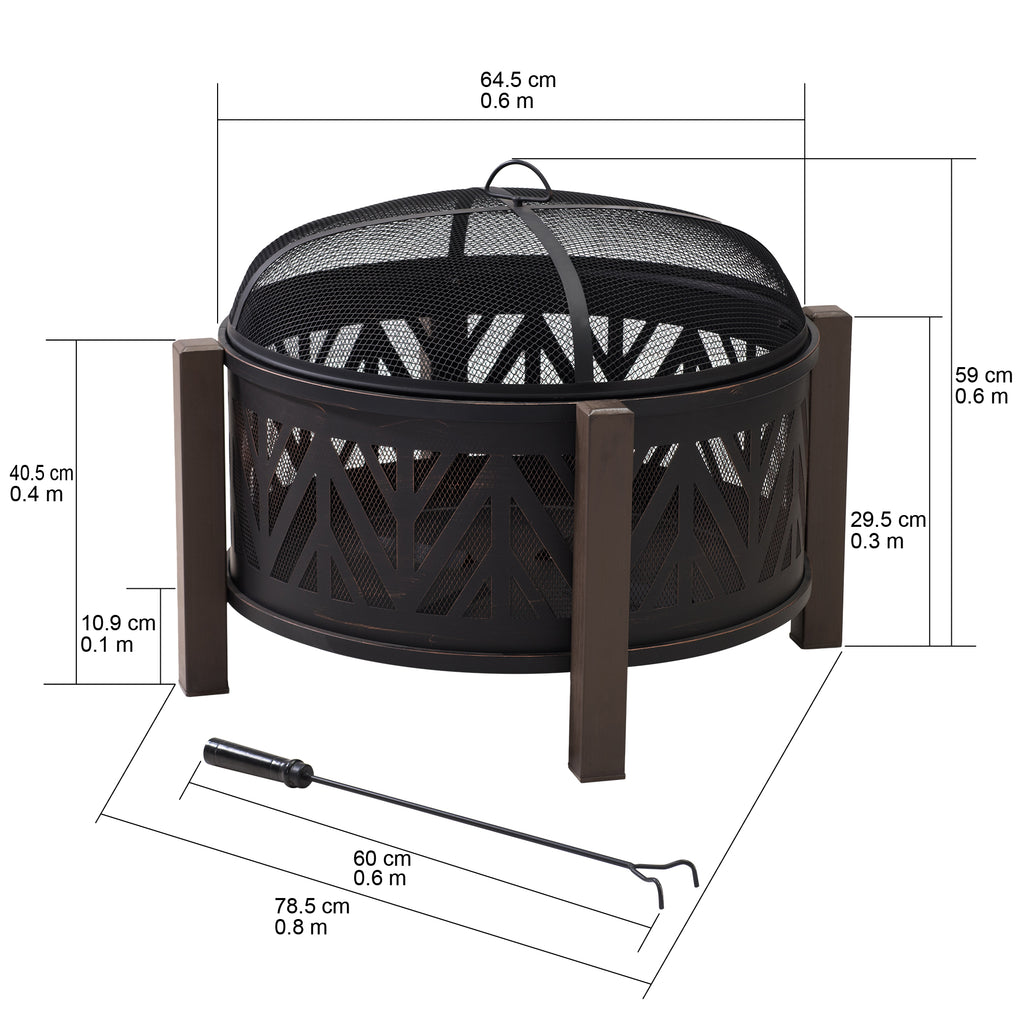 BROMO XL Steel Black Fire Bowl - dimensions