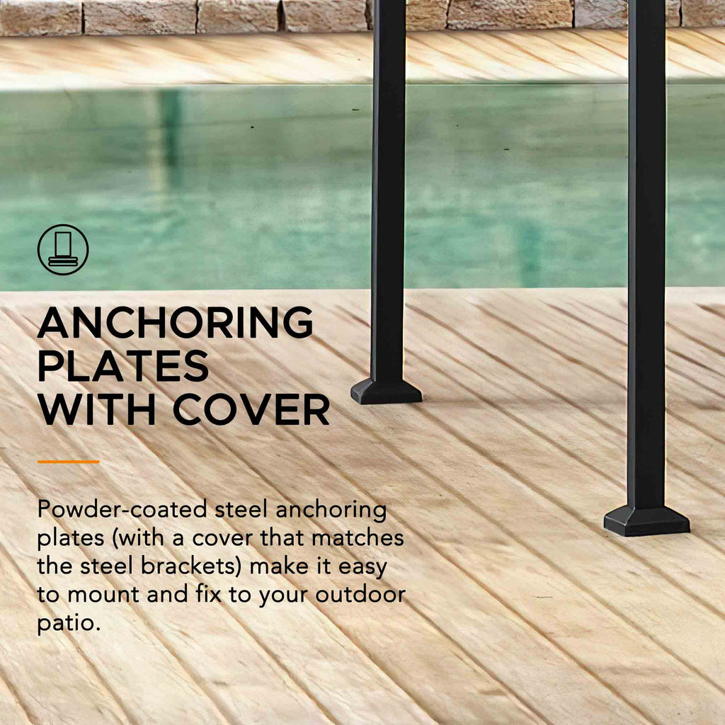 LINAS 152cm x 244cm Black Steel 2-tier Grill Gazebo