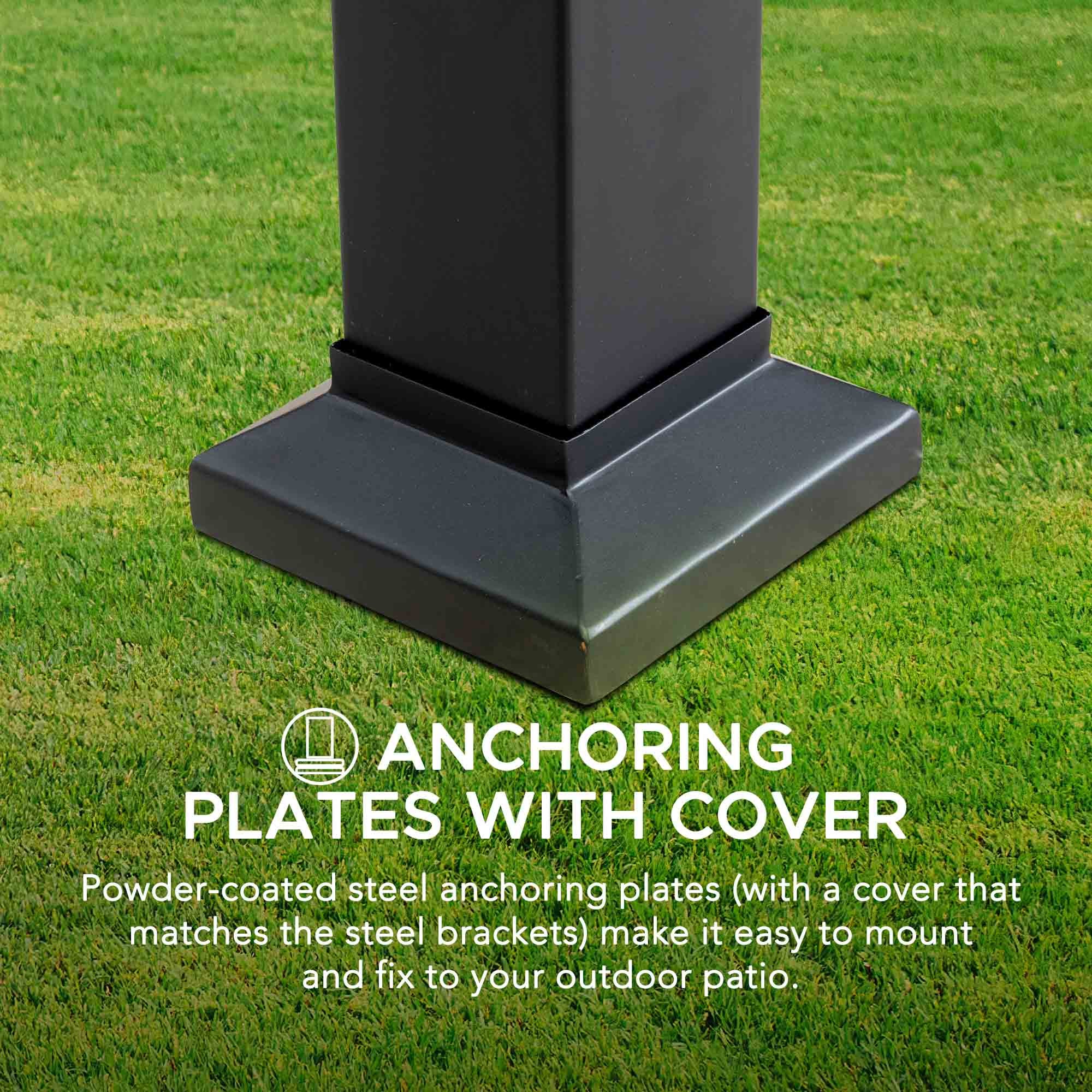 OETA 304cm x 372cm Steel Adjustable Canopy Pergola with White Fabric Soft Top - pergola za gradina