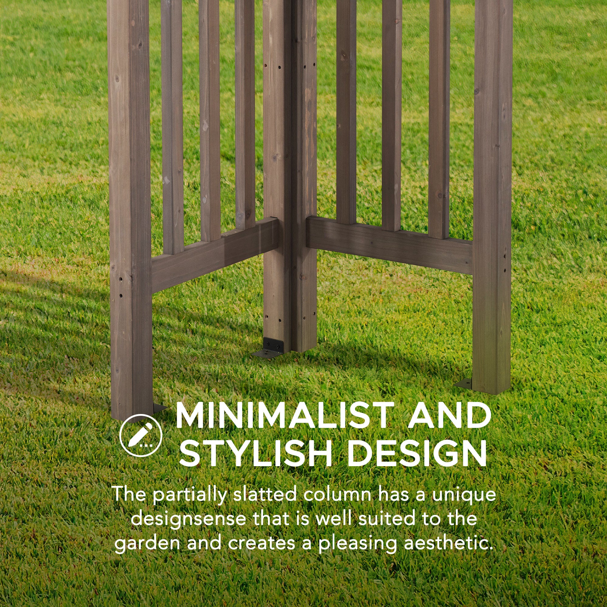 DAJTI 305cm x 427cm Cedar Wood Arched Pergola with Gray Fabric Soft Top - pergola casa