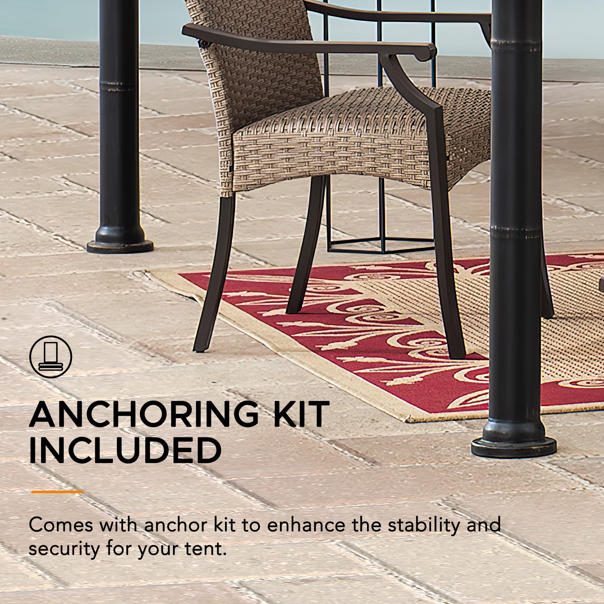 LAURO 340cm x 340cm Brown Fabric Steel Canopy with Ventilated 2-tier Top