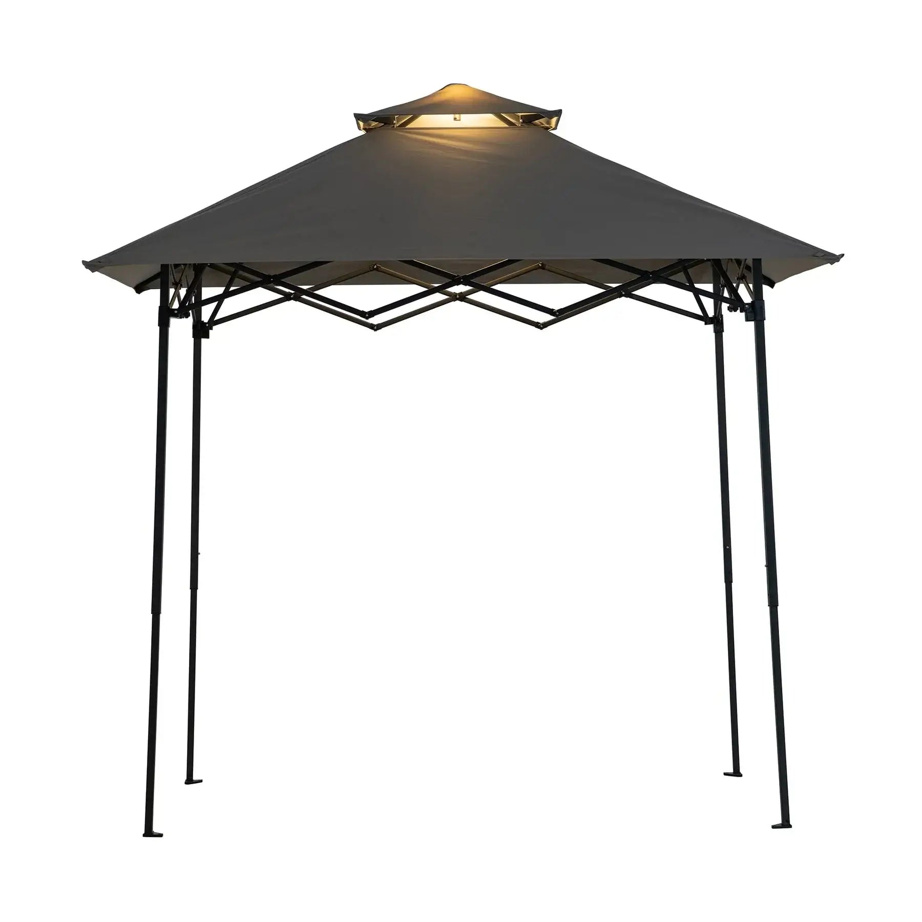 CINTO 256cm x 160cm Grey Steel Grill Gazebo with LED Light