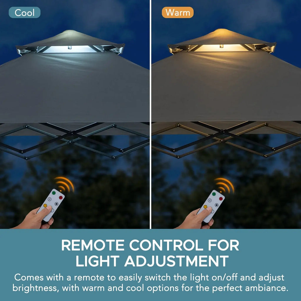 CINTO 256cm x 160cm Grey Steel Grill Gazebo with LED Light