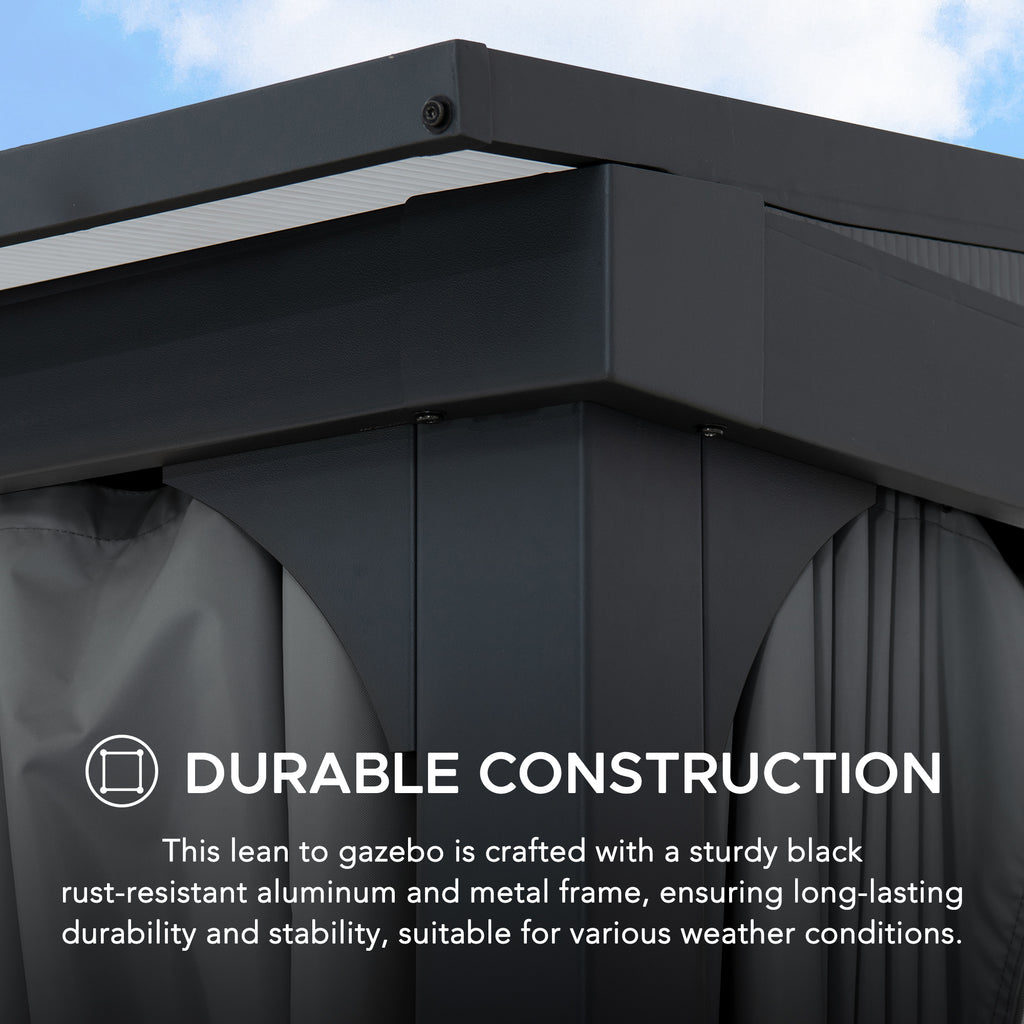MEIJE 360cm x 300cm Wall-Mounted Steel Pergola