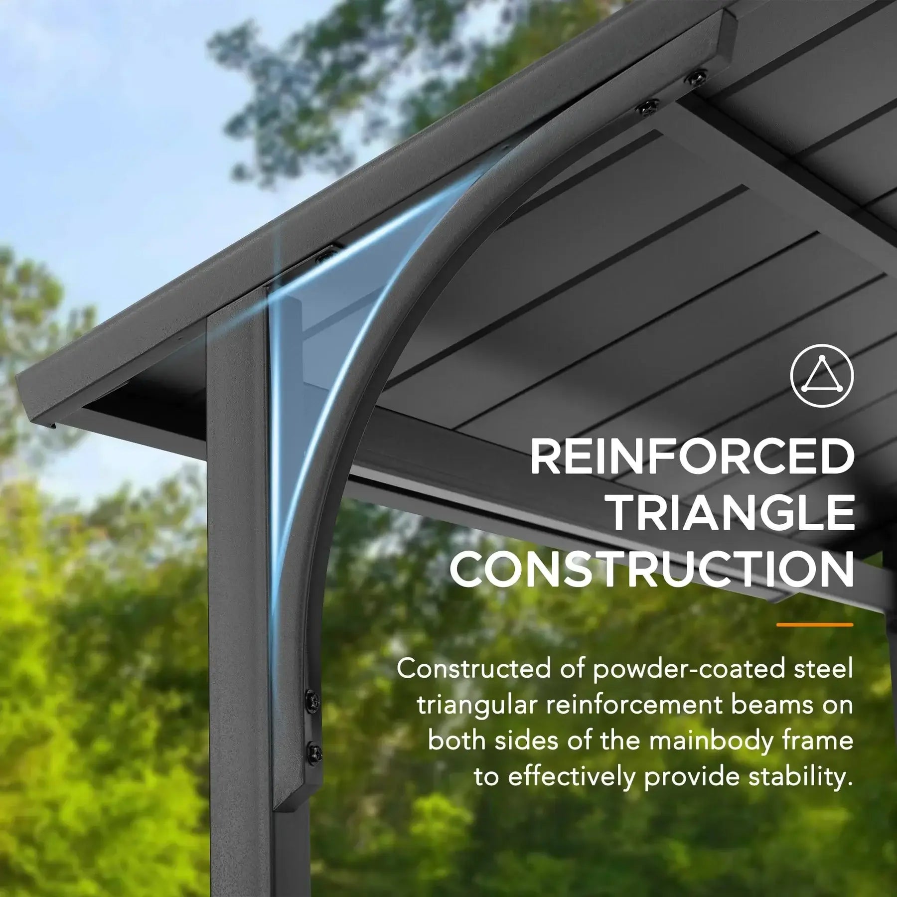 ECRINS 153cm x 242cm Black Steel Grill Gazebo with 2-tier Hard Top