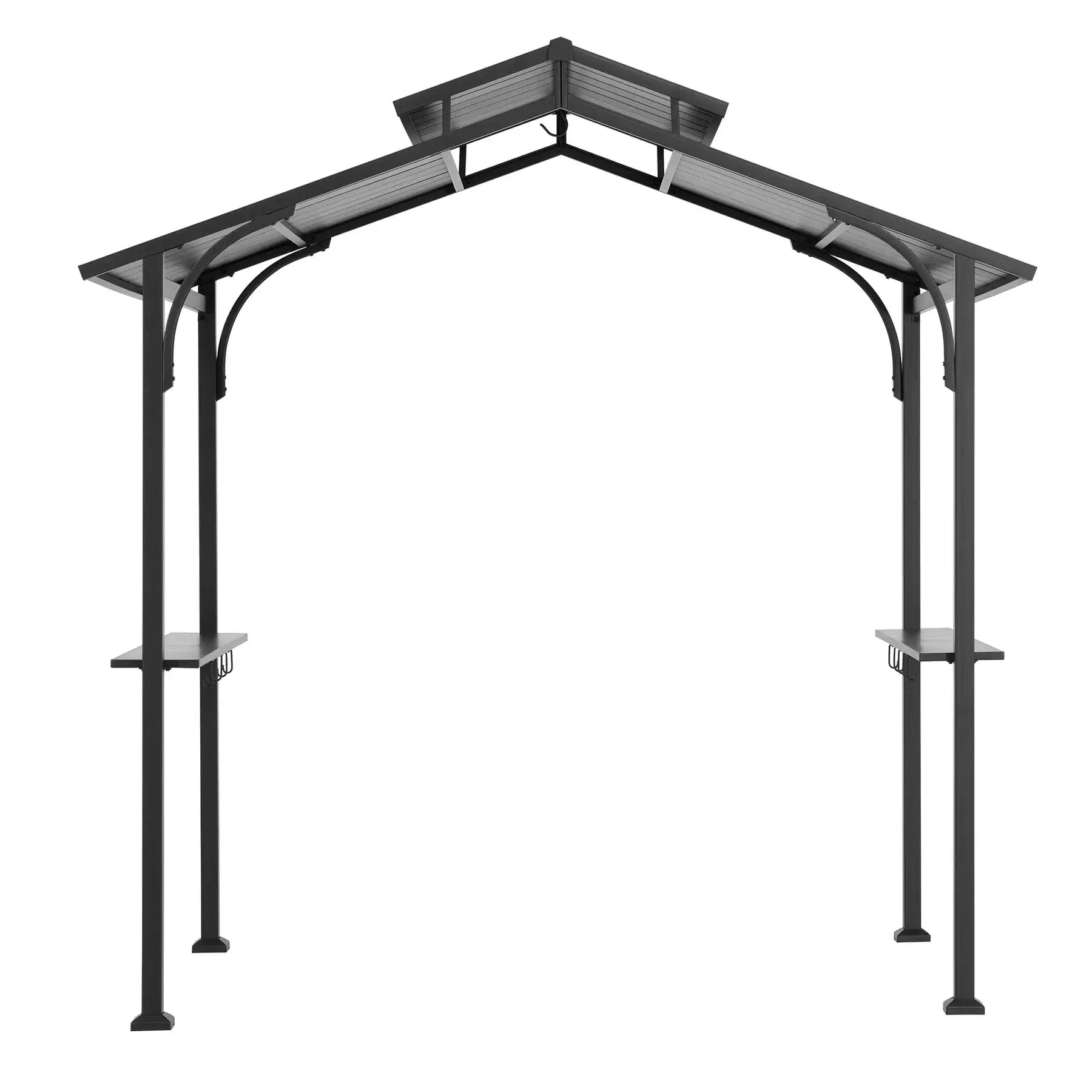 ECRINS 153cm x 242cm Black Steel Grill Gazebo with 2-tier Hard Top