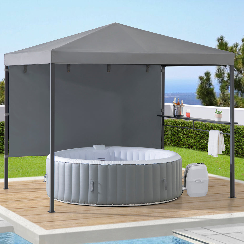 KABRU 220cm x 280cm Gray Hot Tub Canopy Gazebo - full view day