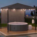 KABRU 220cm x 280cm Gray Hot Tub Canopy Gazebo - full view night
