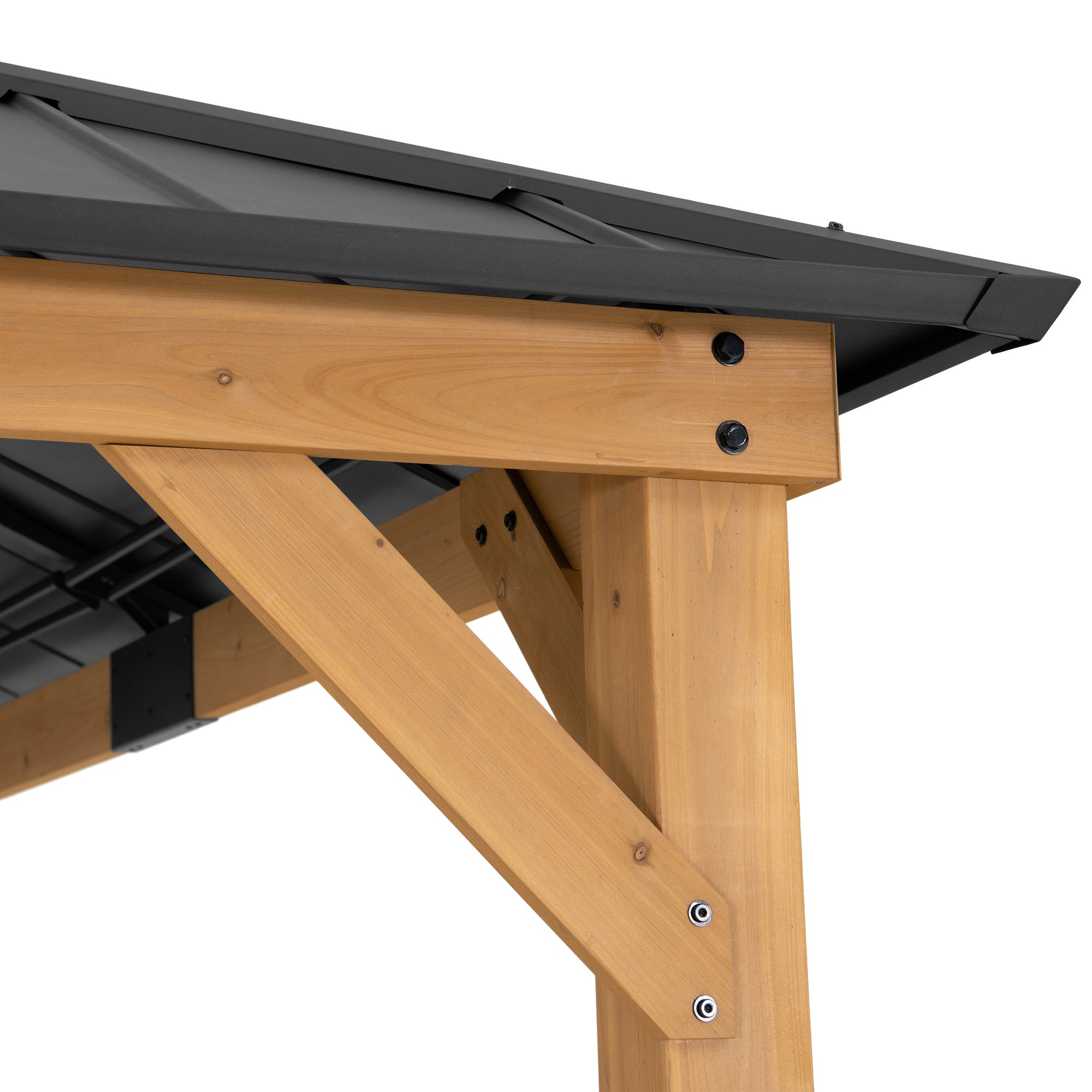 KAPS 330cm x 330cm Cedar Framed Gazebo with Anthracite Steel Hardtop - corner