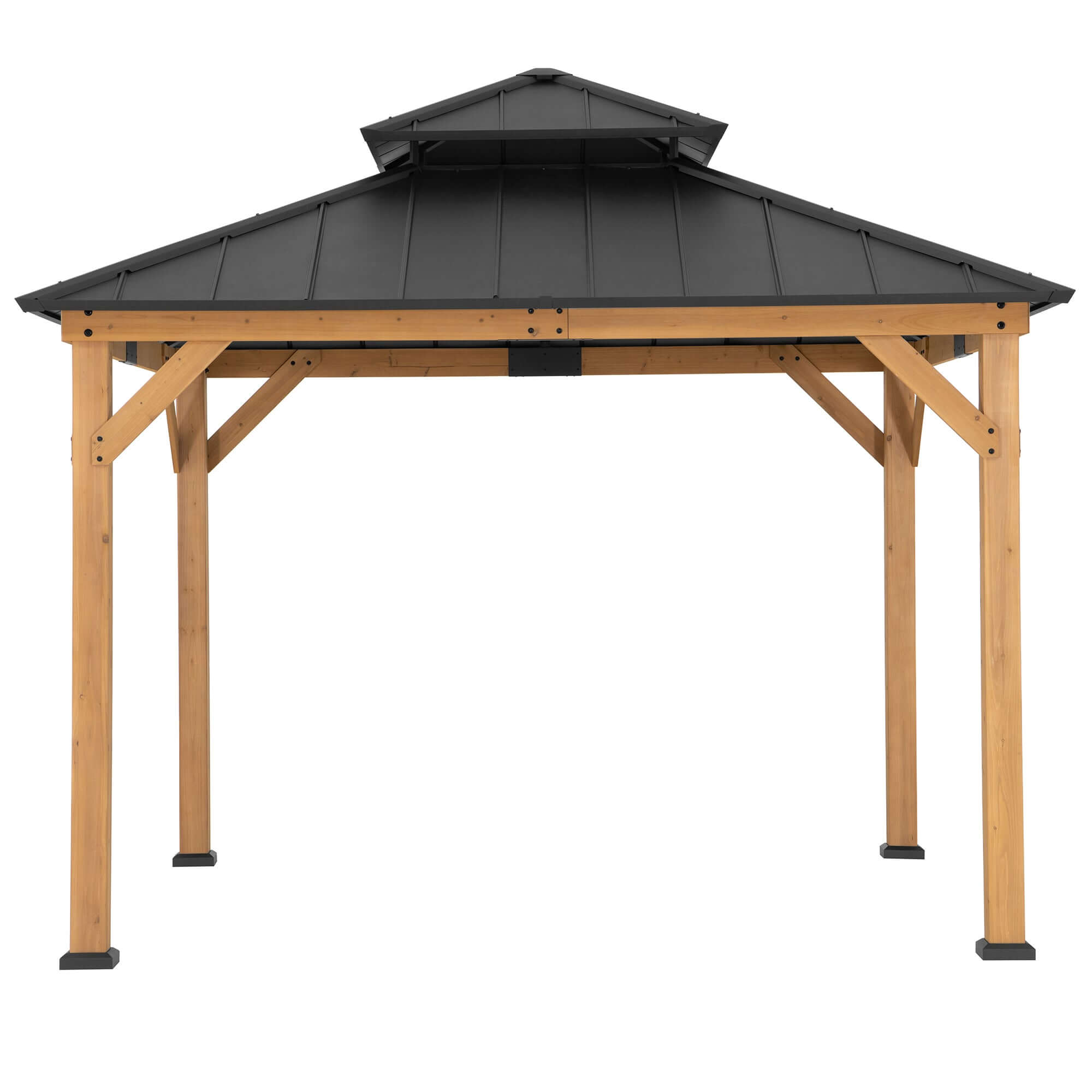 KAPS 330cm x 330cm Cedar Framed Gazebo with Anthracite Steel Hardtop - full view