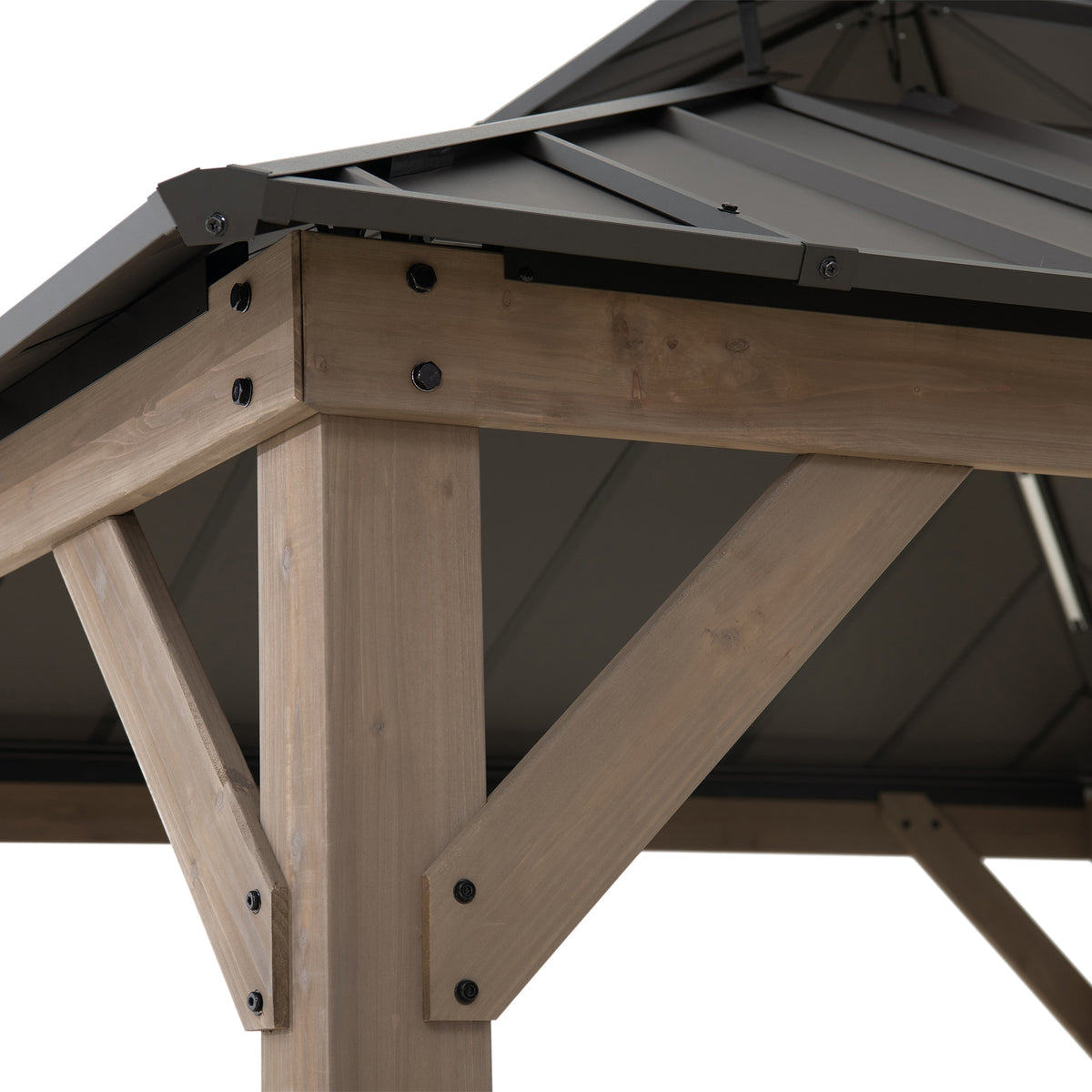 KAPS 330cm x 330cm Solar Powered Gazebo with Dark Brown Steel Hardtop
