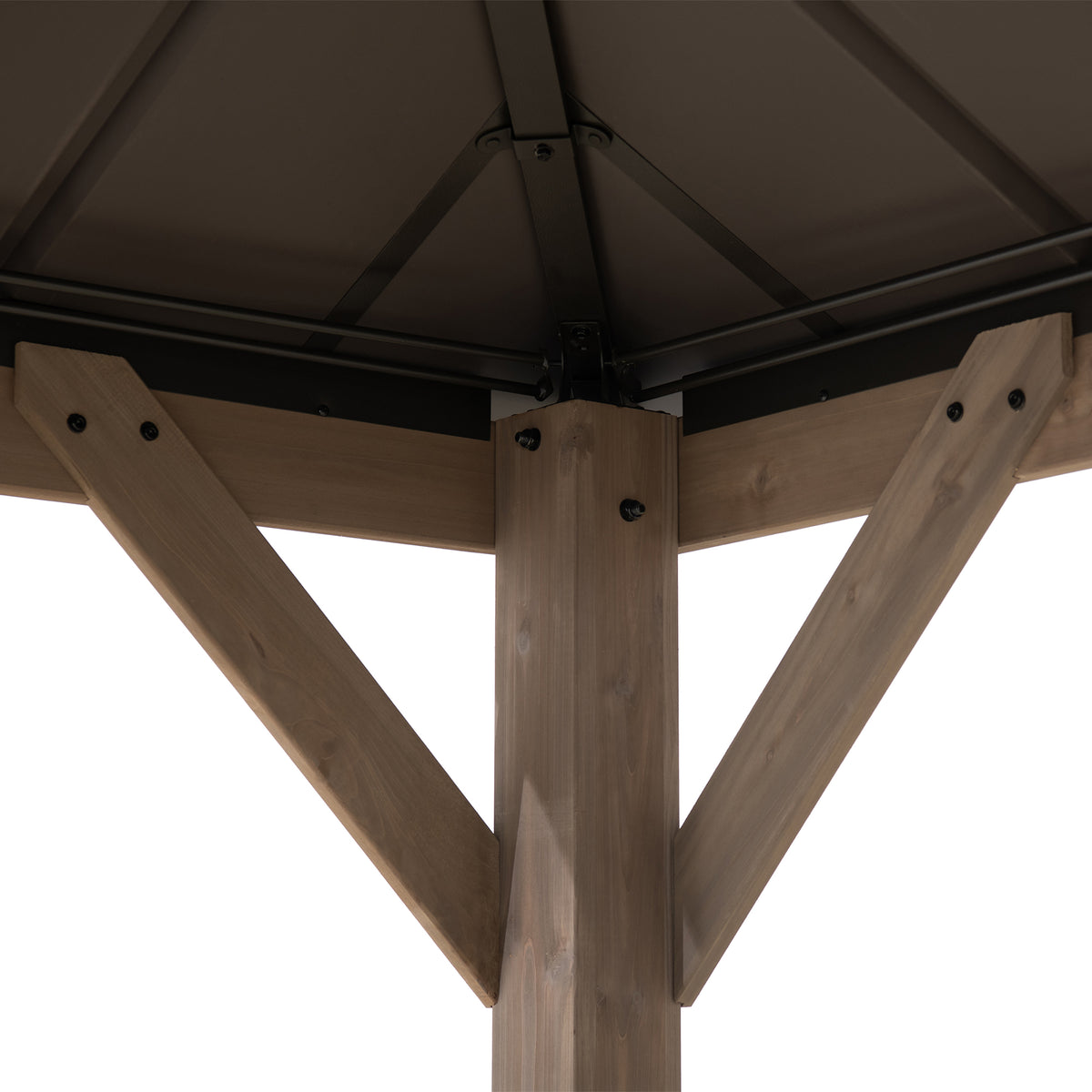 KAPS 330cm x 330cm Solar Powered Gazebo with Dark Brown Steel Hardtop