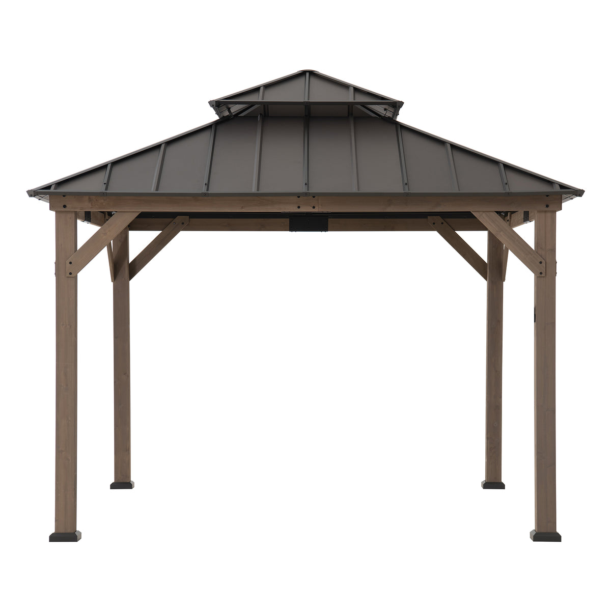 KAPS 330cm x 330cm Solar Powered Gazebo with Dark Brown Steel Hardtop