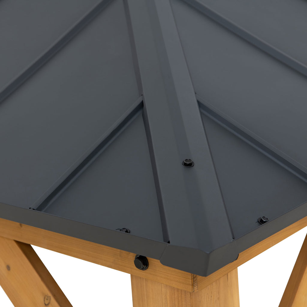 RIMO 450cm x 390cm Cedar Framed Gazebo with Anthracite Steel 2-tier Roof - corner roof