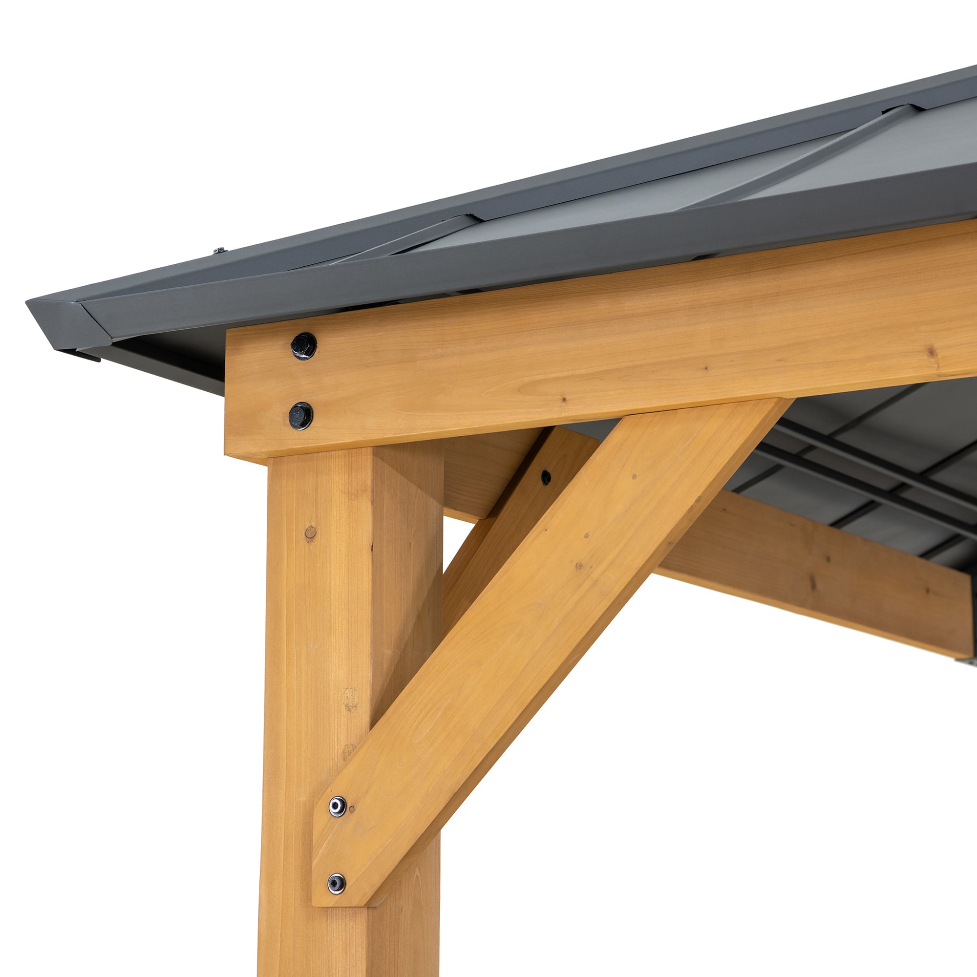 TRIVOR 450cm x 390cm Cedar Framed Gazebo with Anthracite Steel 2-tier Roof