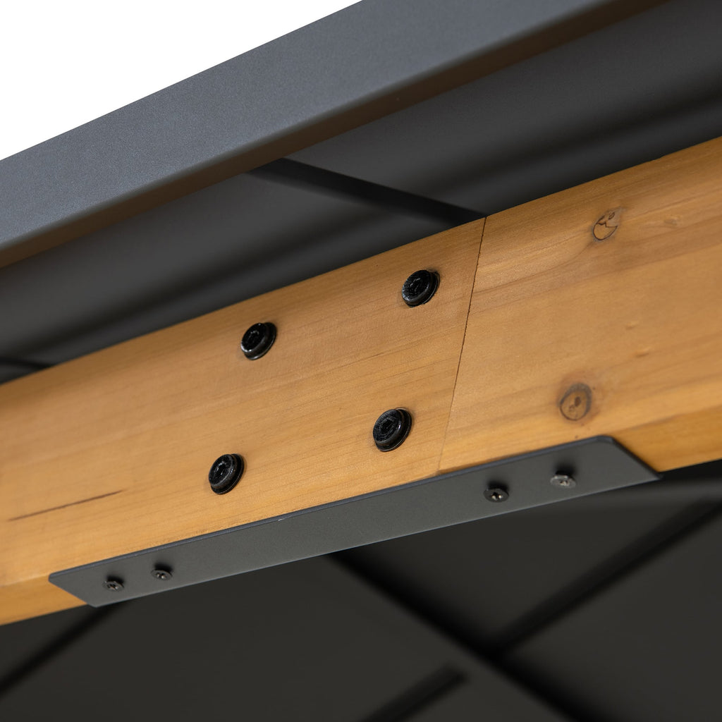 TRIVOR 450cm x 390cm Cedar Framed Gazebo with Anthracite Steel 2-tier Roof