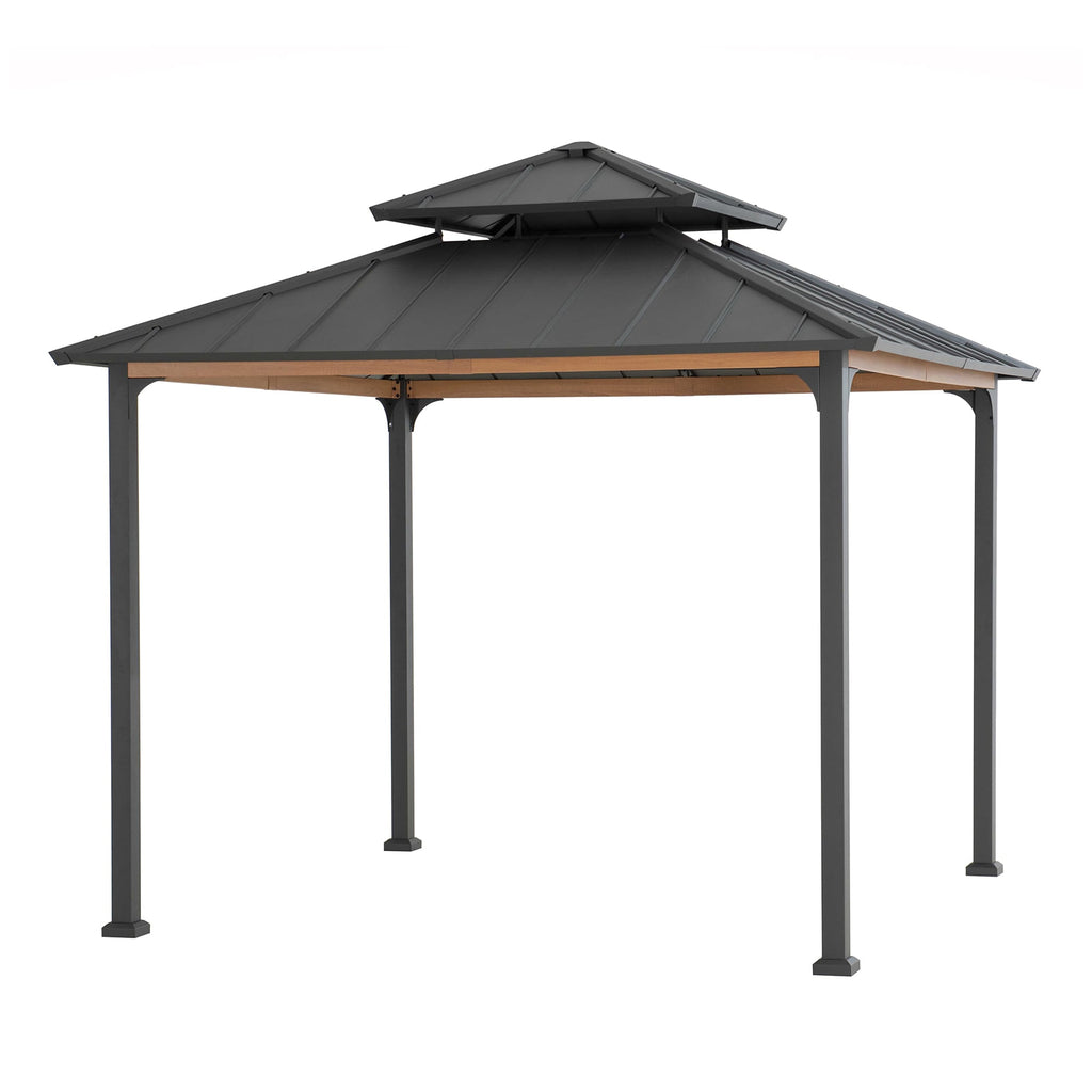 PASU 300cm x 300cm Steel Gazebo with 2-storey Rooftop - side