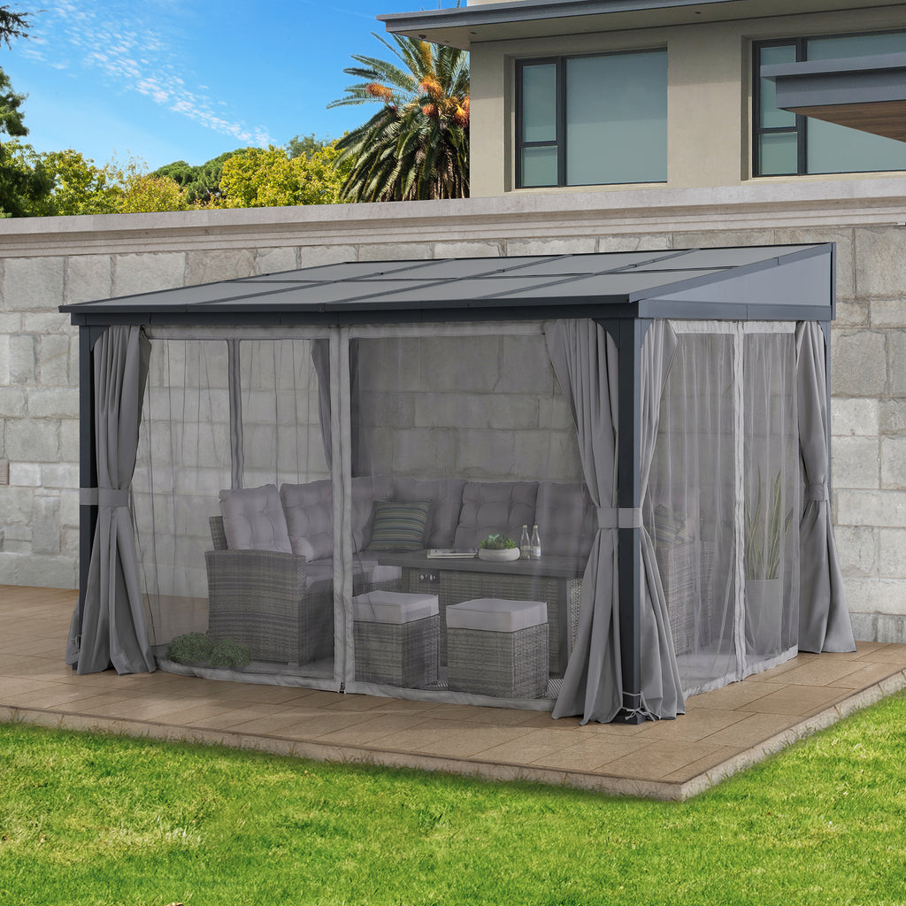 MEIJE 360cm x 300cm Wall-Mounted Steel Pergola