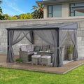 MEIJE 360cm x 300cm Wall-Mounted Steel Pergola