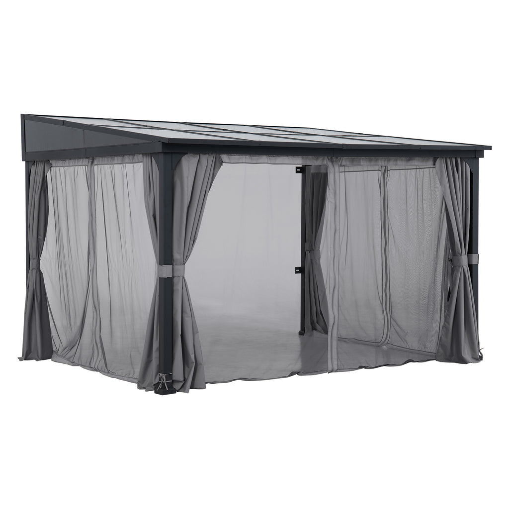 MEIJE 360cm x 300cm Wall-Mounted Steel Pergola