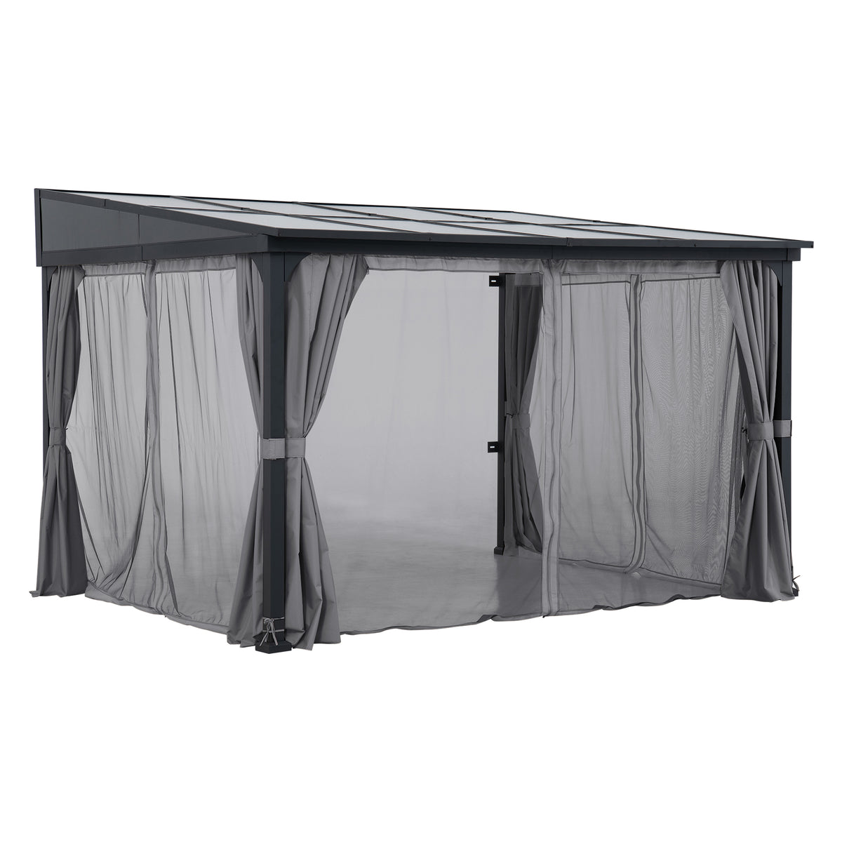 MEIJE 360cm x 300cm Wall-Mounted Steel Pergola