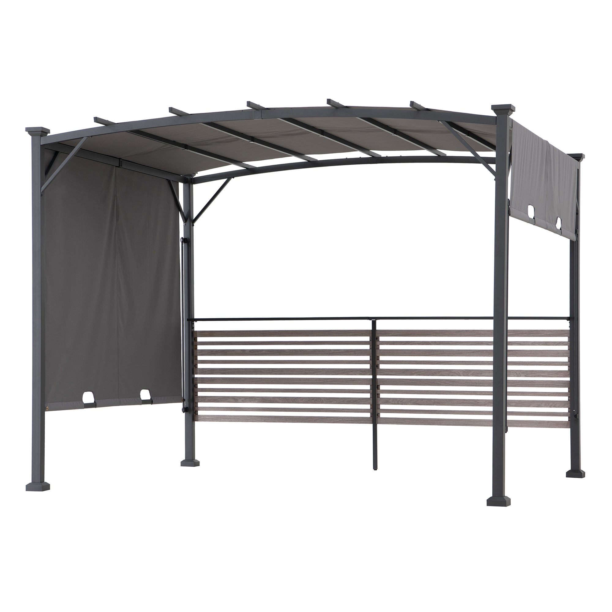 TITOV 270cm x 300cm Gray Fabric Hot Tub Pergola - pergola with privacy wall