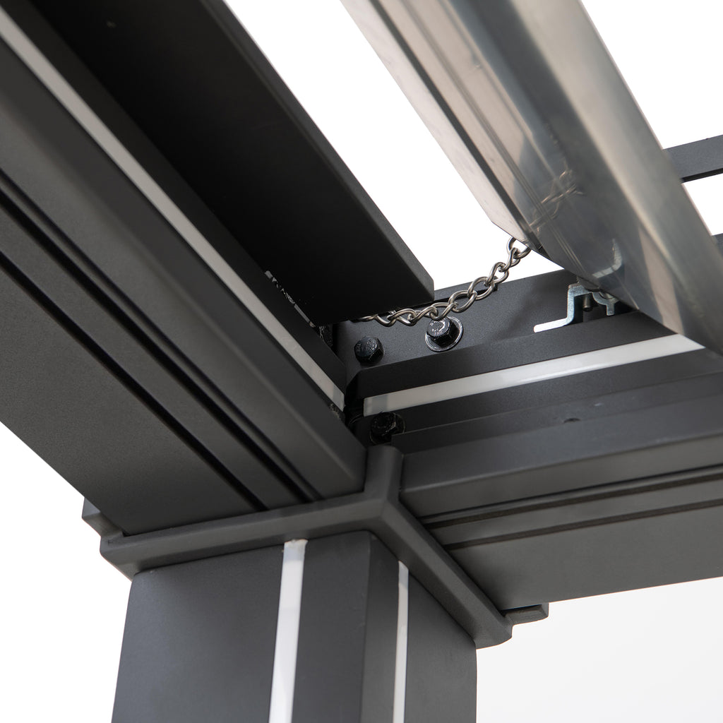 MATTERHORN 306cm x 306cm Steel Multi Pergola with LED Lights - pergola lights