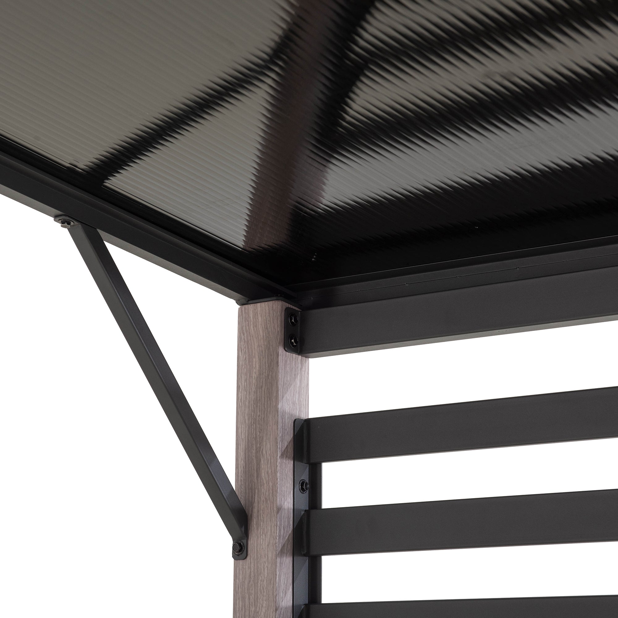 DENALI 252cm x 282cm Gray Steel Hot Tub Pergola - pergola steel roof