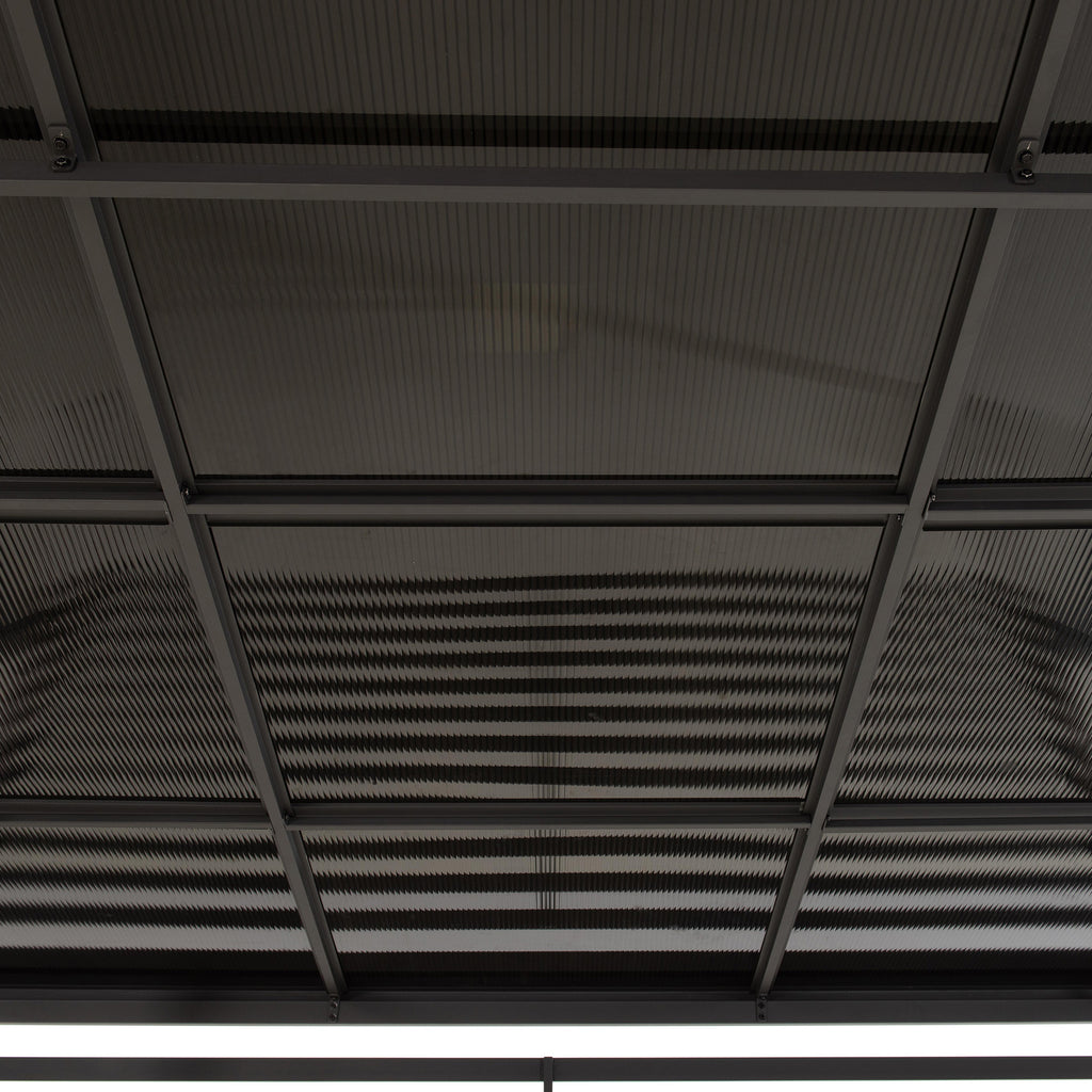 DENALI 252cm x 282cm Gray Steel Hot Tub Pergola - pergola metal roof