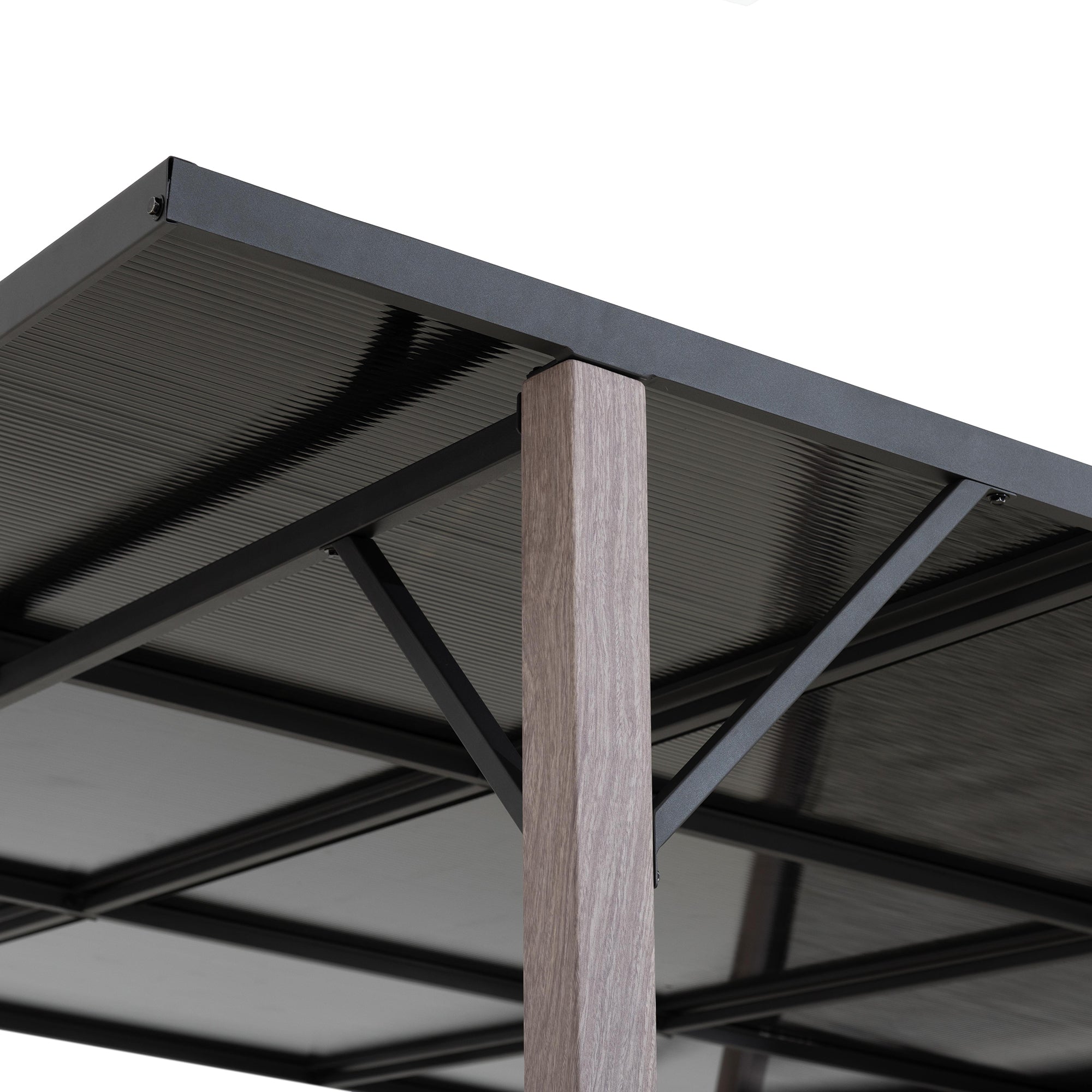 DENALI 252cm x 282cm Gray Steel Hot Tub Pergola - pergola aluminium