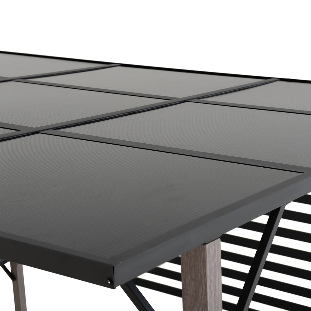 DENALI 252cm x 282cm Gray Steel Hot Tub Pergola - pergola with metal roof