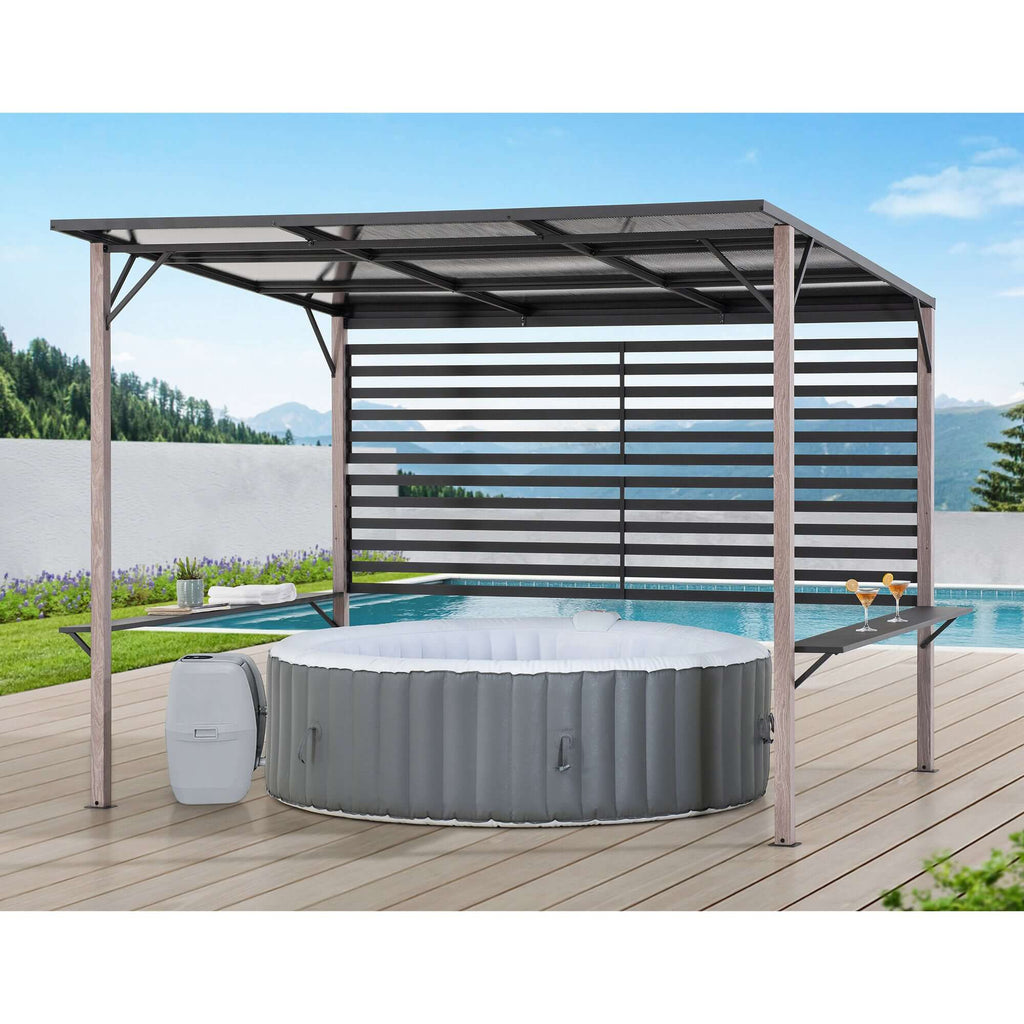 DENALI 252cm x 282cm Gray Steel Hot Tub Pergola - spa pergola