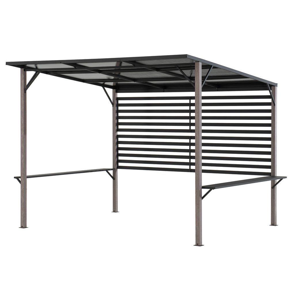 DENALI 252cm x 282cm Gray Steel Hot Tub Pergola - pergola with metal roof
