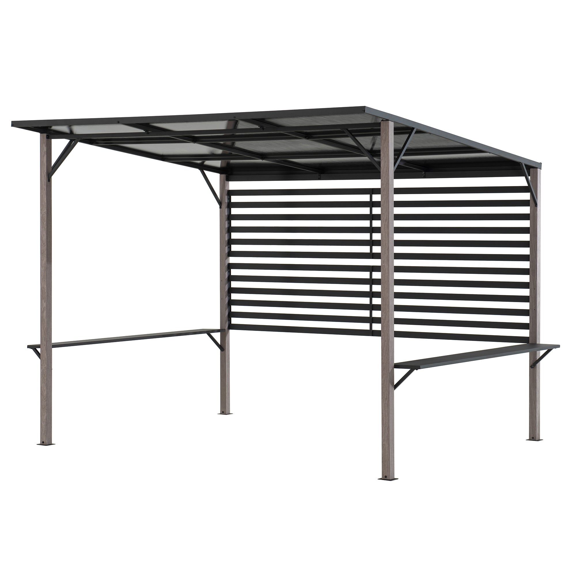DENALI 252cm x 282cm Gray Steel Hot Tub Pergola - pergola with metal roof