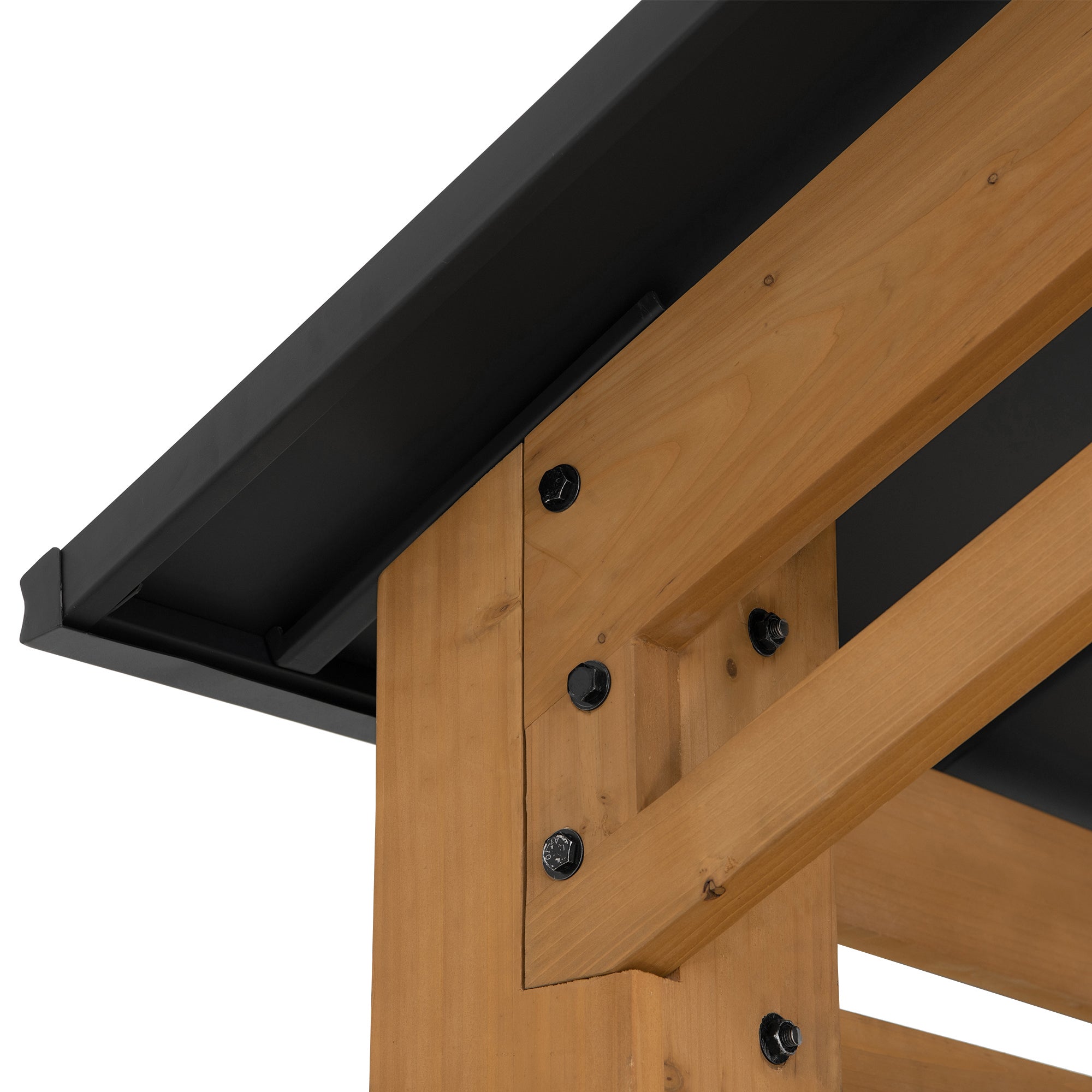 DIRAN 336cm x 603cm Cedar Wood Carport with Anthracite Steel Roof - corner 6x3m