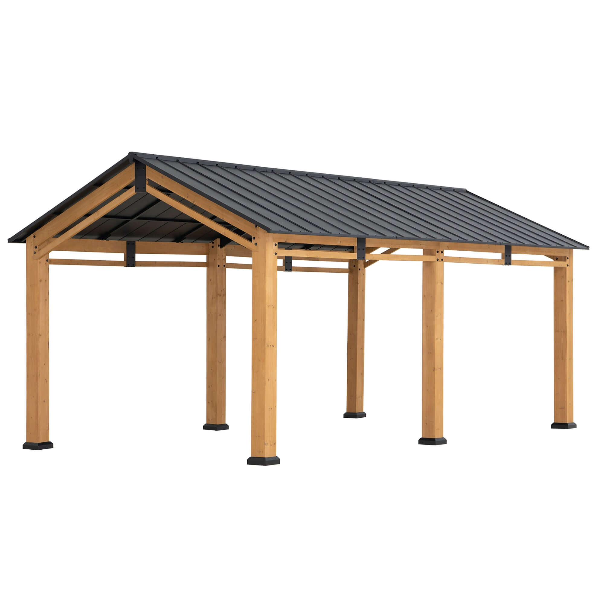 DIRAN 336cm x 603cm Cedar Wood Carport with Anthracite Steel Roof - pergola per auto