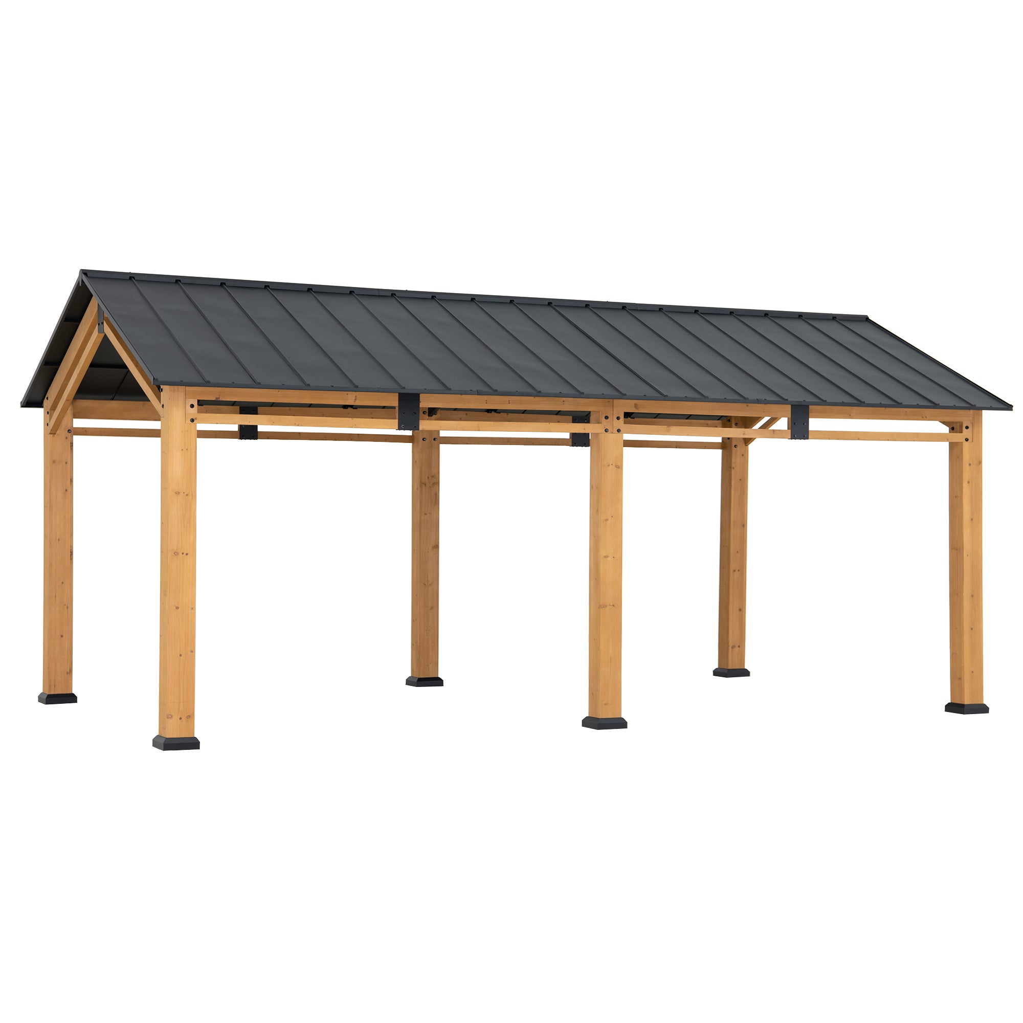 DIRAN 336cm x 603cm Cedar Wood Carport with Anthracite Steel Roof - gazebo per auto