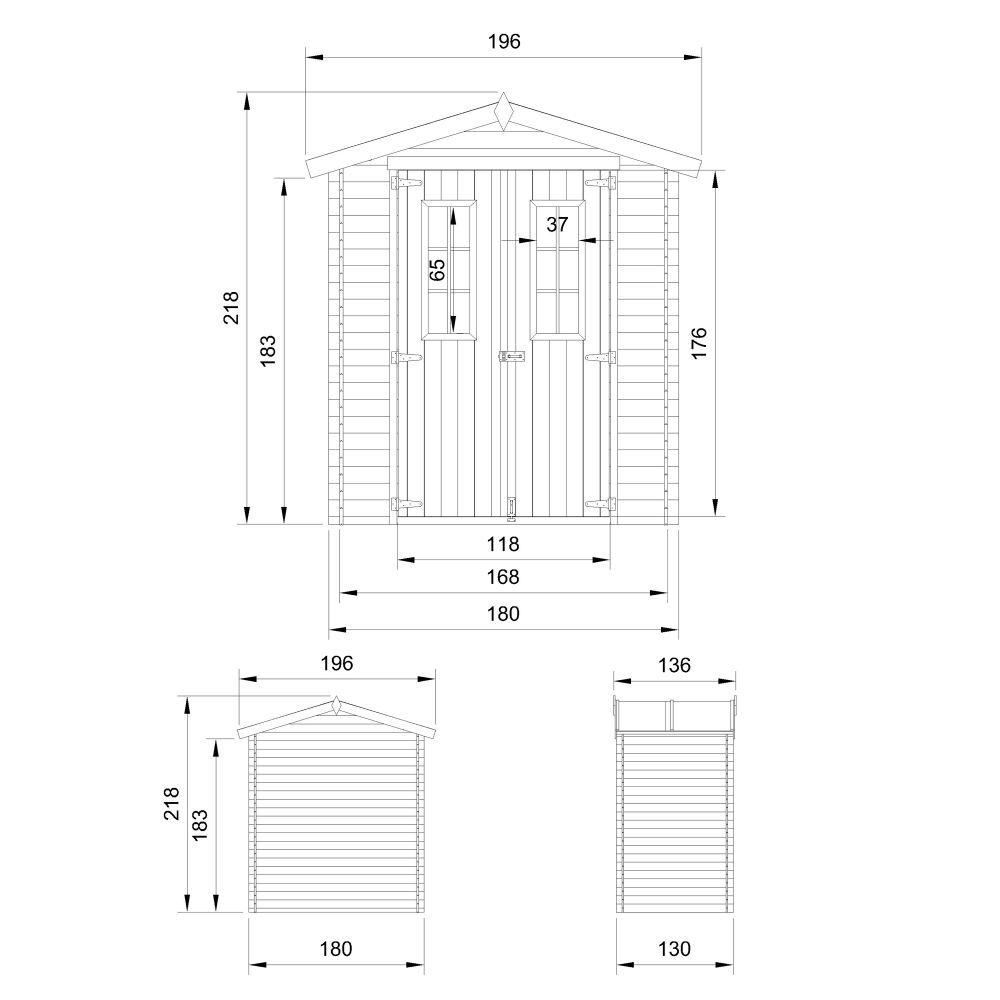 Wooden Garden Shed M367C - 180 x 130 cm