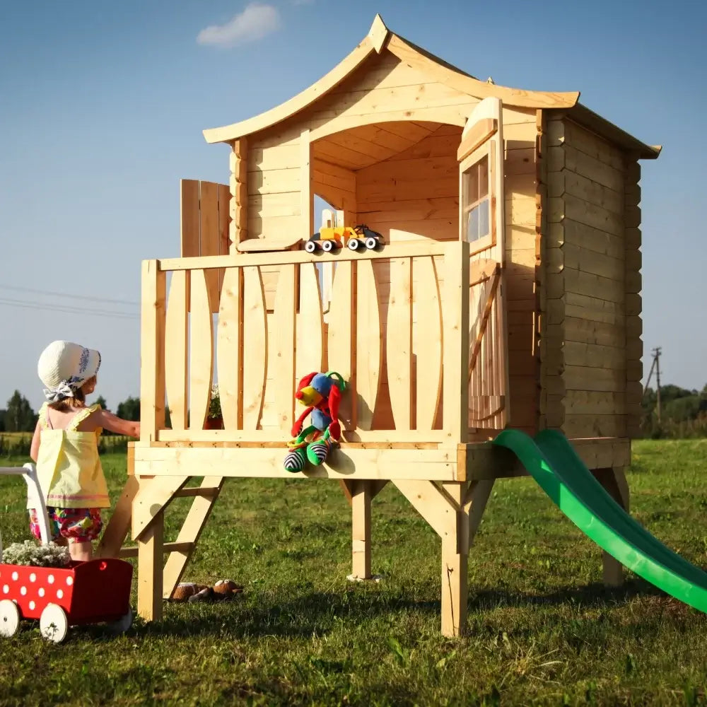 Wooden Children’s Playhouse with Slide M550A – 130 x 106 cm