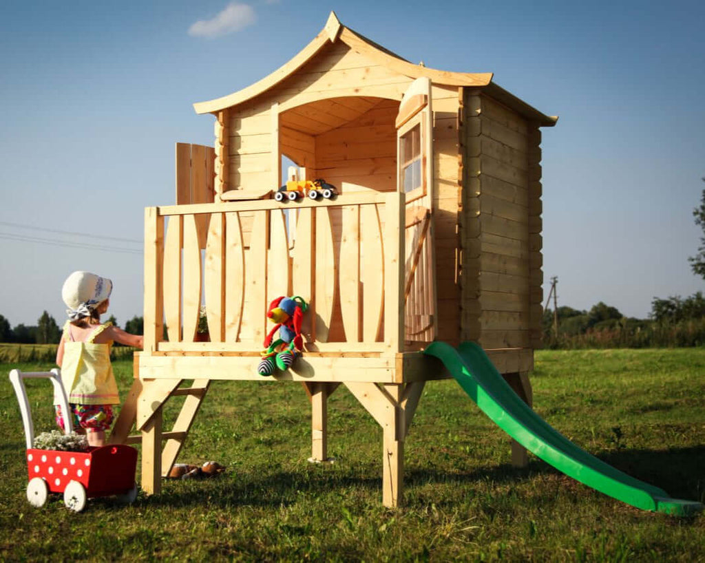 Wooden Children’s Playhouse with Slide M550A – 130 x 106 cm