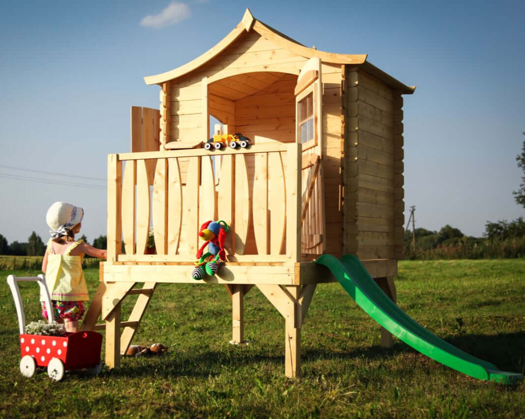 Wooden Children’s Playhouse with Slide M550A – 130 x 106 cm