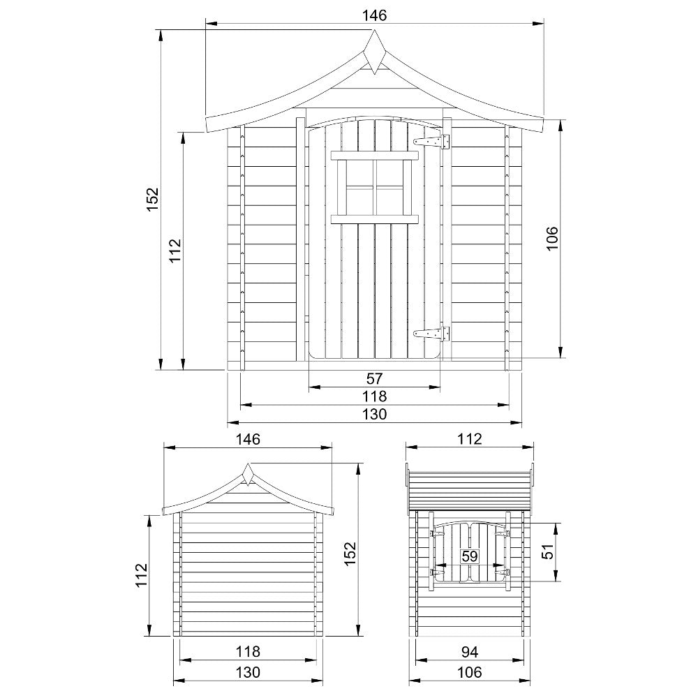 Wooden Playhouse for Kids M550 - 130 x 106 cm