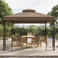 ANETO 360cm x 300cm Steel Canopy Gazebo with 2-tier Khaki Soft Top