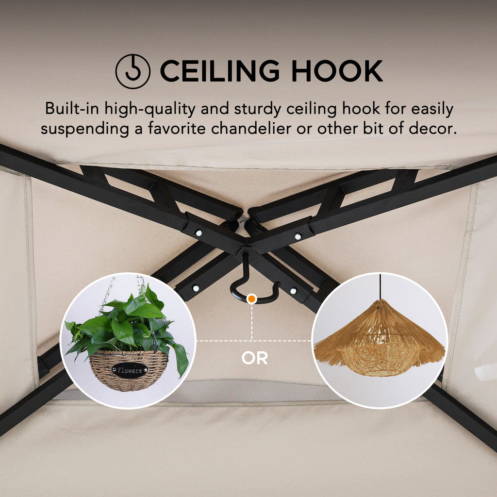 LINAS 152cm x 244cm Black Steel 2-tier Grill Gazebo